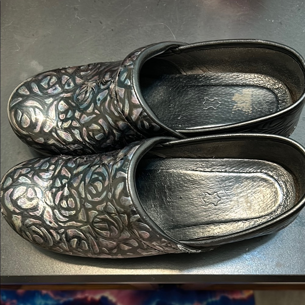 Dansko Black and Gray Professional Clogs
